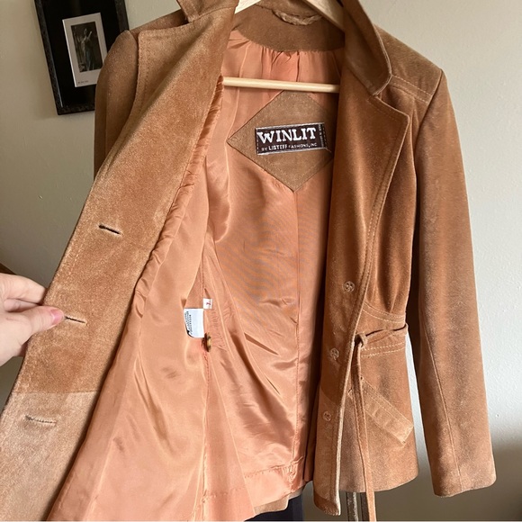 Vintage 70s Winlit Suede Genuine Leather Tie Waist Western Jacket XS/S - Picture 8 of 15